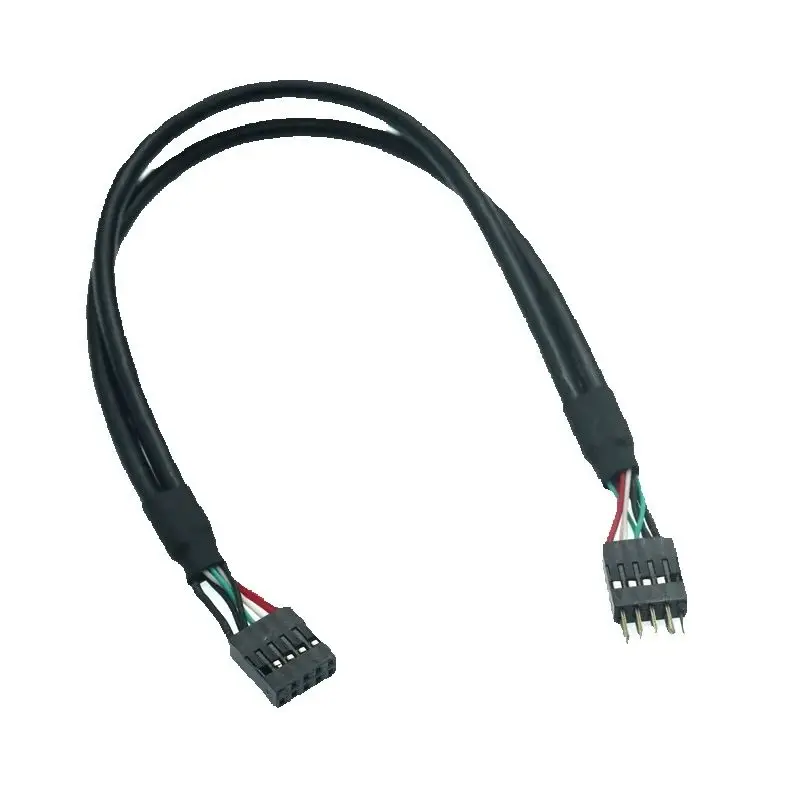 Placa base 9 pines DuPont 2,54mm USB 2,0 extensión macho a hembra Cable de datos Dupont Línea alámbrica 30cm para PC DIY 0,3 m