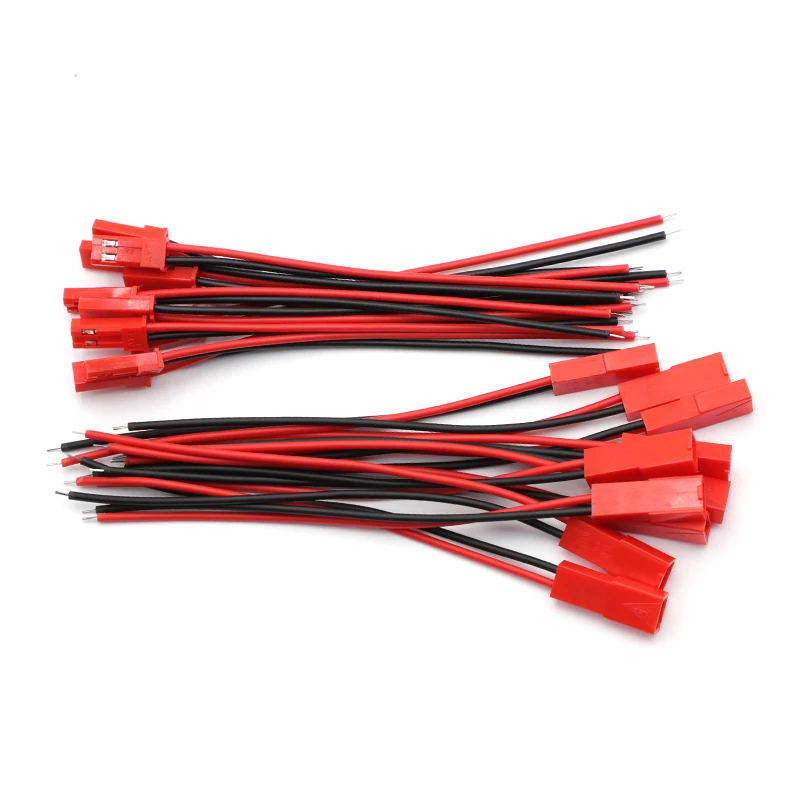 10/20/50 pares de conector de clavija JST, Cable de conector macho hembra de 2 pines para tira de lámpara LED, adaptador de batería de juguete RC de 10cm/20cm - imagen 4