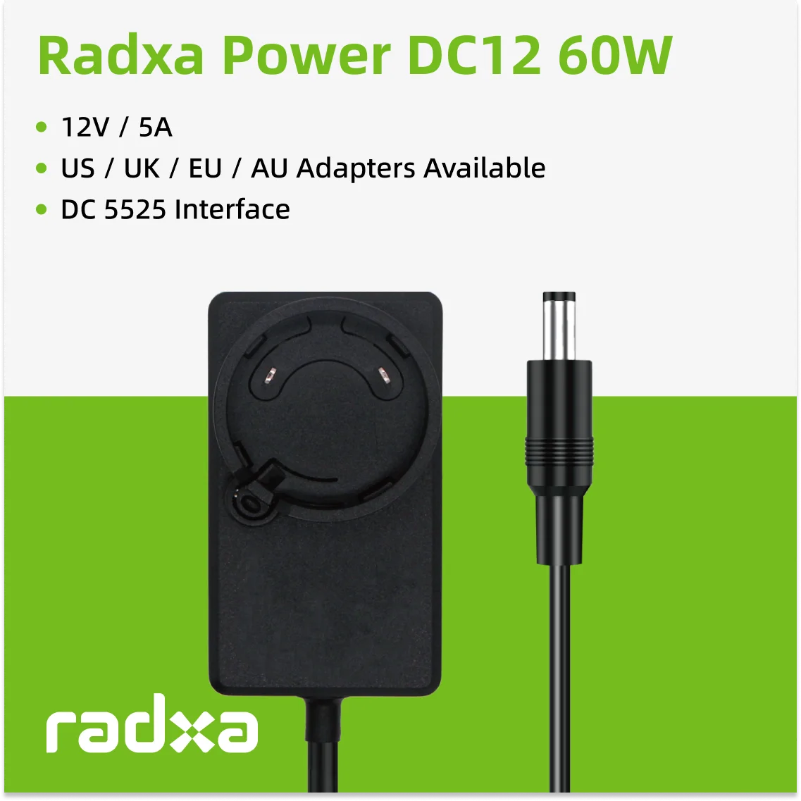 Radxa Power DC12 60W, Adaptador de corriente, Compatible con Radxa SBCs