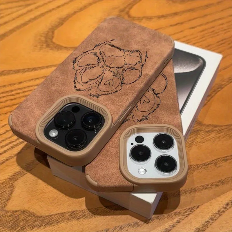 Funda con diseño de corazón de garra para iPhone 16, funda de teléfono Compatible con iPhone 16 15 14 13 12 11 Pro Max XS X XR, Funda de cuero de imitación - imagen 2