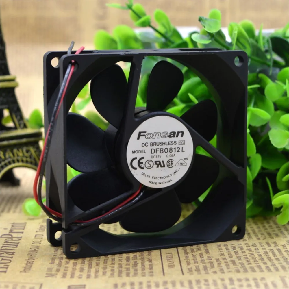 Dfb0812l ventilador de refrigeración silencioso 80mm para Delta 80X80X25mm DC 12v 0.08a 8cm fuente de alimentación ultra silenciosa de 2 cables caja de computadora - imagen 4