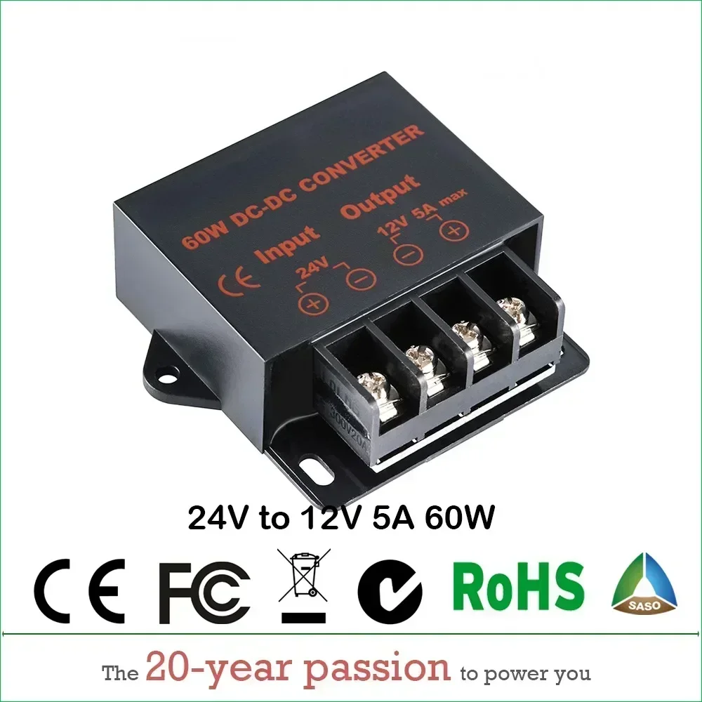 Convertidor CC de 24V a 12V, 5A MP, 60W, 24V a 12V, 10A, regulador de voltaje, reductor reductor de coche para luces LED, certificado CE RoHS - imagen 2