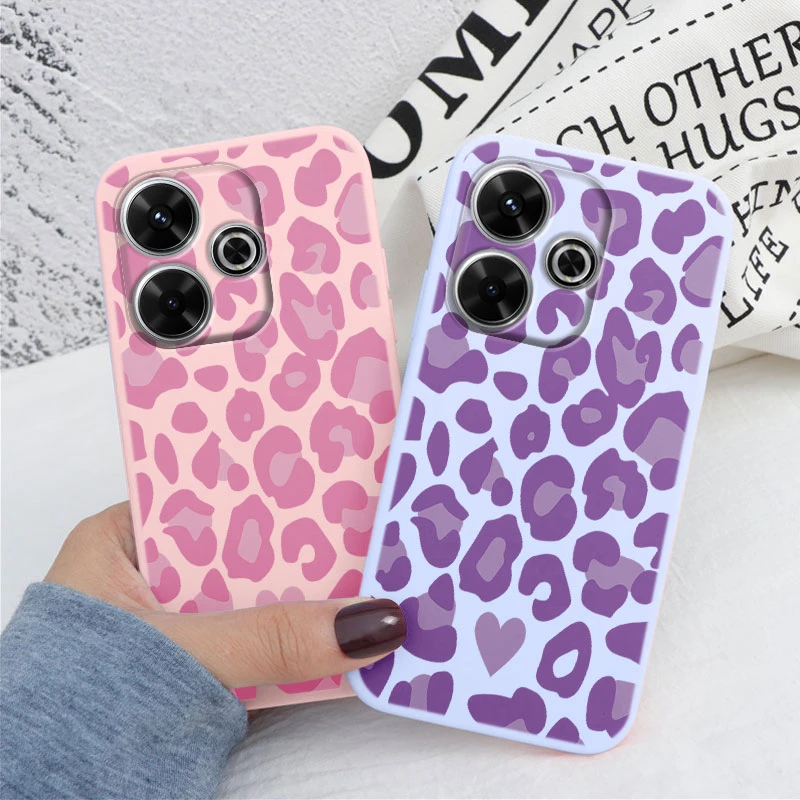 Para Redmi 13 4G funda de teléfono marrón estampado de leopardo suave silicona TPU cubierta colorida mármol Fundas para Xiaomi Redmi 13 Redmi13 Coque - imagen 4