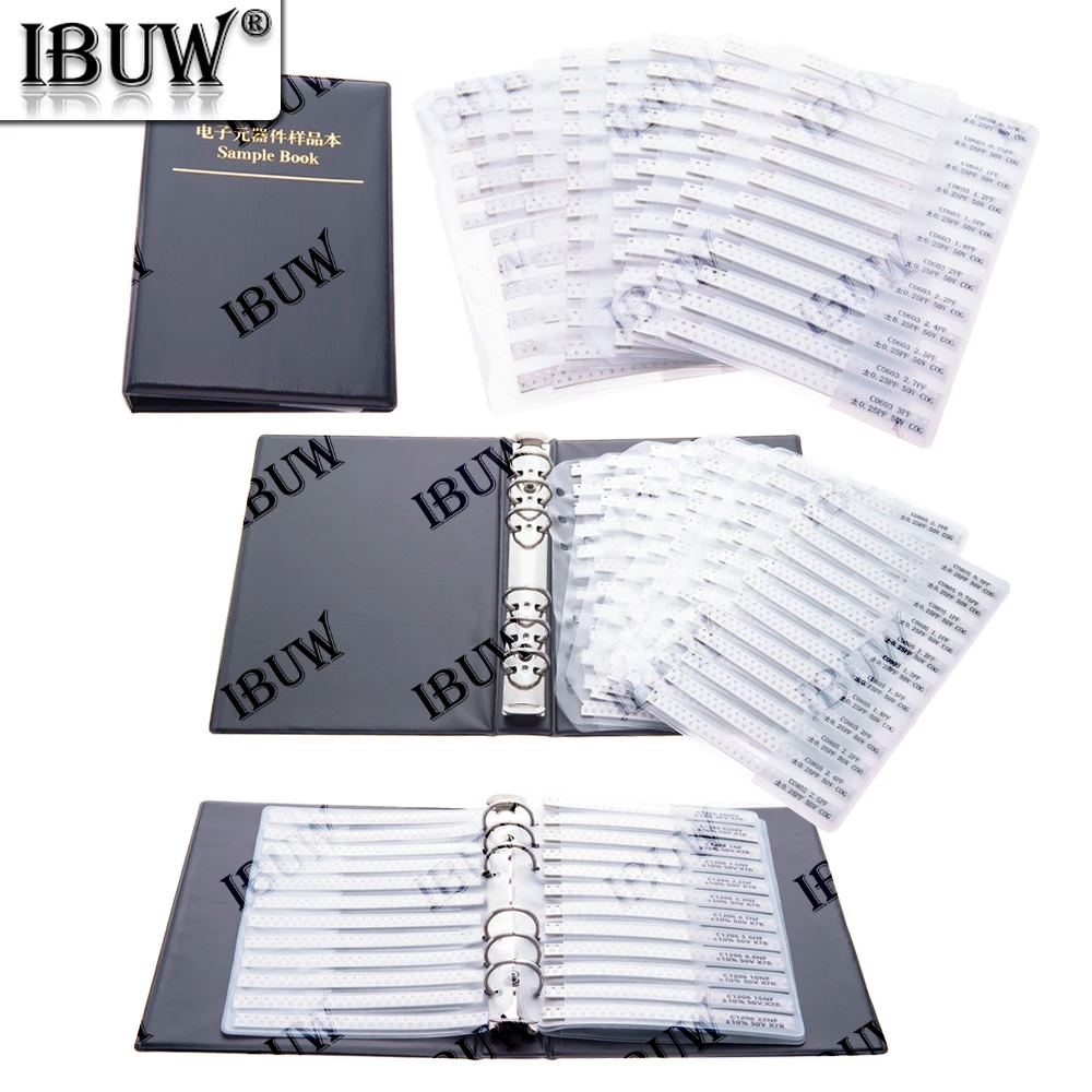 Kit de condensadores Libro de muestras de condensadores SMD 0201 0402 0603 0805 1206 Paquete surtido DIY