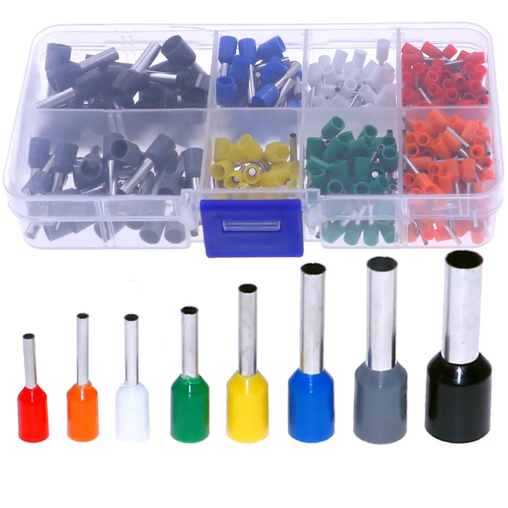 Caja mixta de terminales de extremo de Pin de cable aislado conector de engarzado de cobre de alambre de 400 Uds