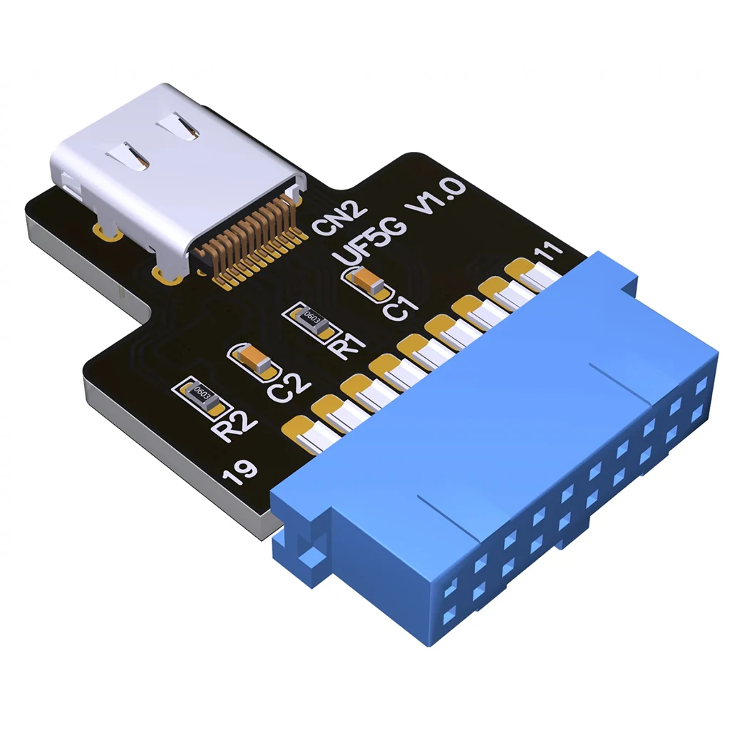 Conector adaptador USB3.0 de 19 pines a tipo E, convertidor USB 3,0 de 5G/bps de 19 pines para placa base de PC de Panel frontal tipo C - imagen 2
