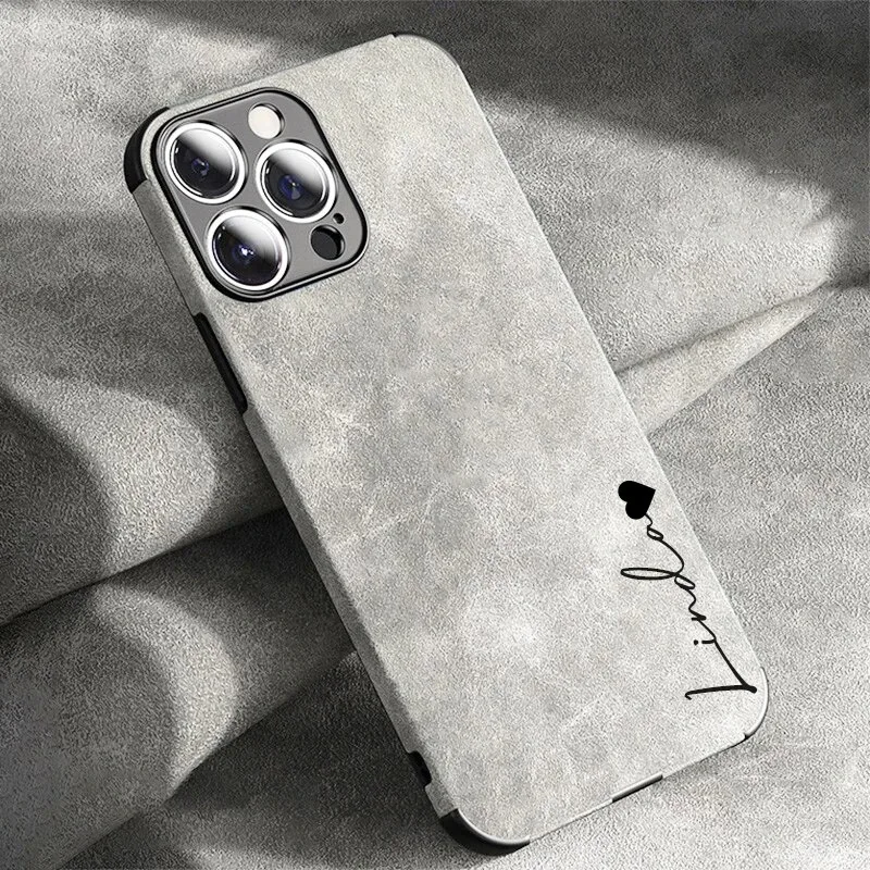 Funda de cuero de piel de lujo con nombre personalizado para iPhone 15 16 Pro Max 14 13 12, funda personalizada DIY suave a prueba de golpes 11 Pro Max