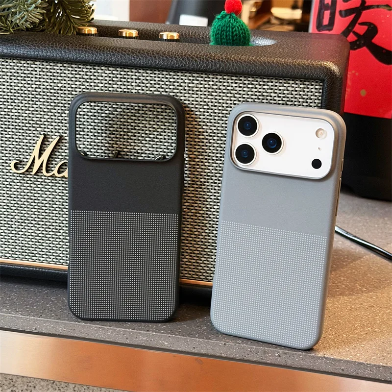 Funda de teléfono de piedra arenisca con punto de absorción magnética a la moda para iPhone 15 16 17 Pro Max, funda protectora a prueba de golpes con carga inalámbrica - imagen 2
