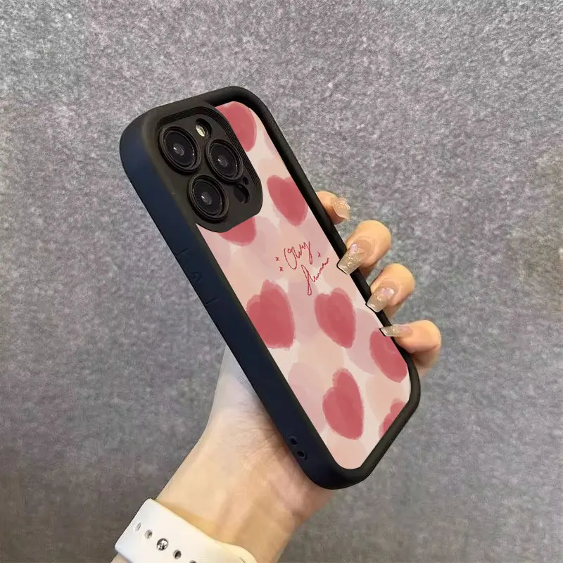 Funda de silicona suave para teléfono iPhone, carcasa con diseño de corazón de amor y acuarela, para modelos 15, 14, 13, 12, 11 Pro Max, X, XS Max, XR, 7, 8, 15 Plus, SE2020, 2022 - imagen 4