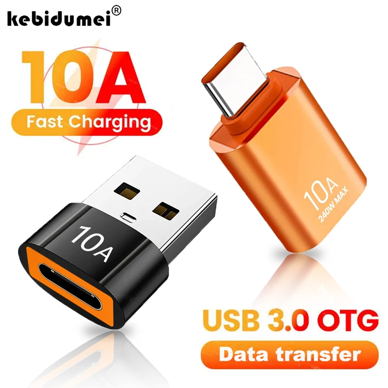 Adaptador USB3.0 a tipo C de 10A, conector de carga rápida tipo C macho a USB hembra, convertidor PD OTG para ordenador portátil Xiaomi Samsung USB-C