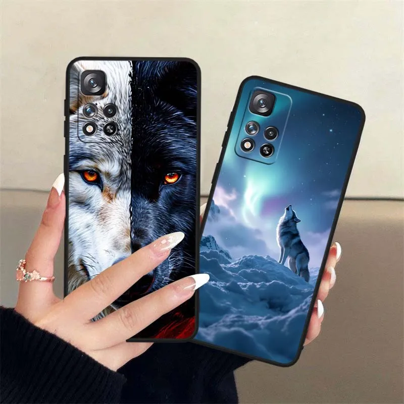 Funda con patrón de arte de lobo para Xiaomi Redmi Note 14 14S 13 12S 12R 12T Lite Pro Plus Max 5G 4G funda de teléfono negra - imagen 5
