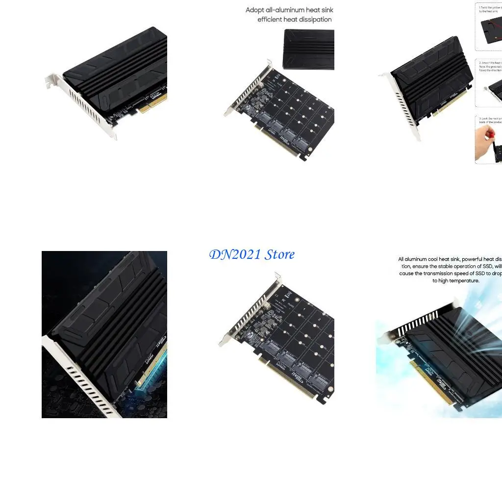 F3KE SSD a tarjeta adaptadora PCIe PCIEX16 NVME M-Key SSD RAIDS Medra Motherboard PCI-E Split Card 4-Disk SSD Expansion