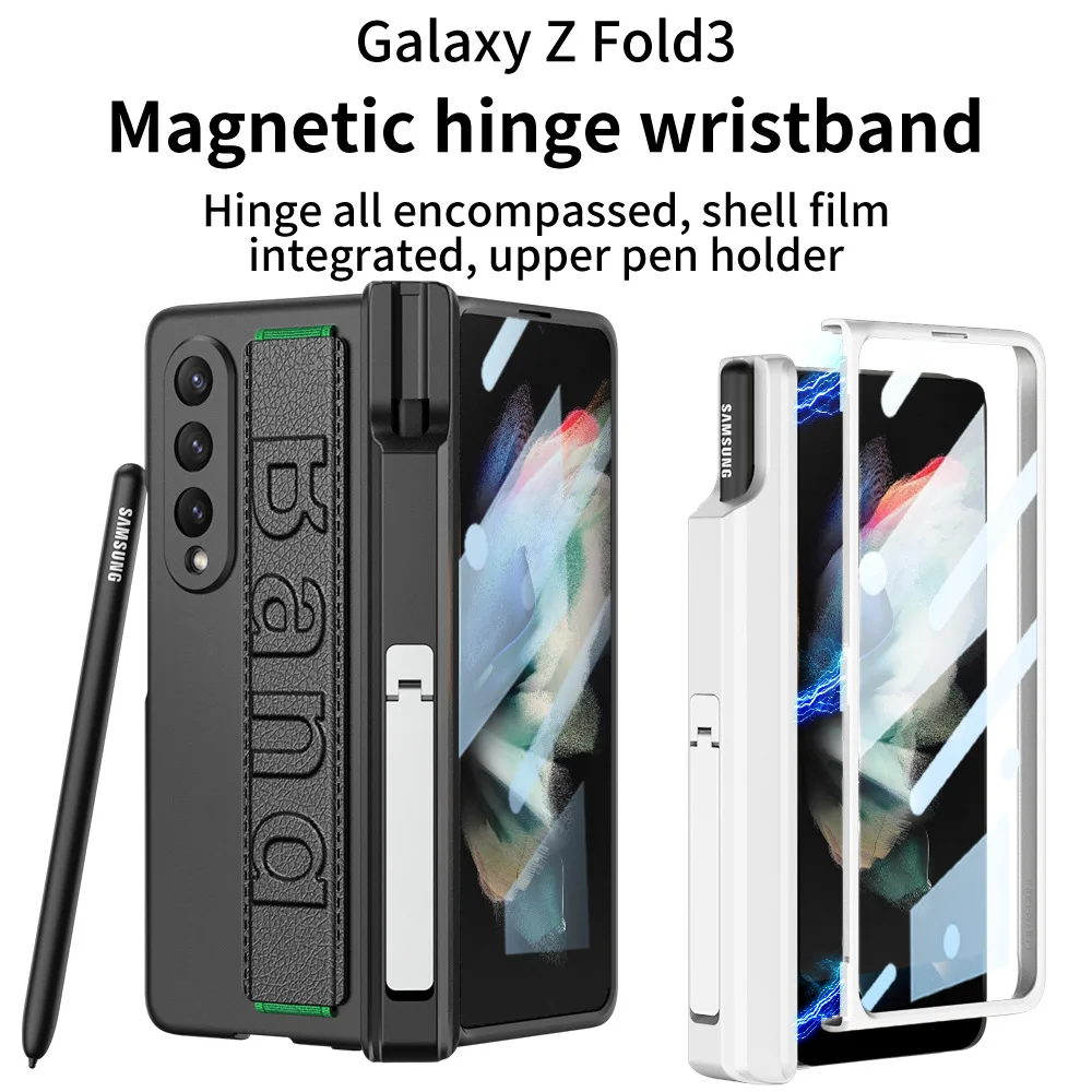 Funda de cuero elástica para Samsung Galaxy Z, funda de lujo antigolpes para Galaxy Z Fold3