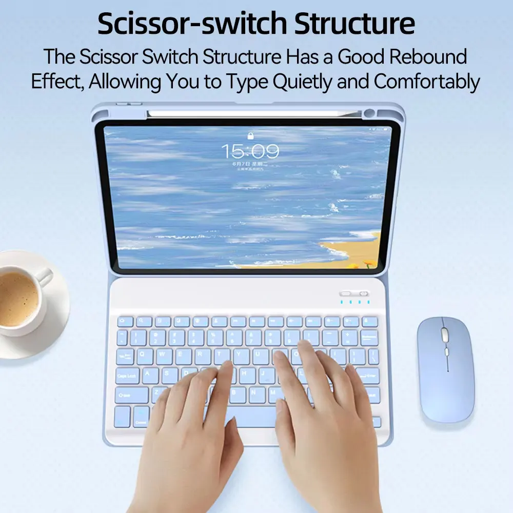 Funda con teclado para iPad de 10. a generación, funda para iPad 10,2 9/8/7th Air 3 10,5 Pro Air 4 5 10,9 2018 a 2022 Pro 11 - imagen 4