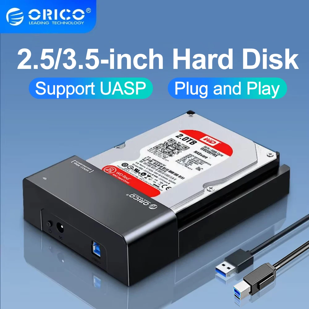 ORICO 2,5/3,5 pulgadas HDD carcasa de disco duro de 2,5 "USB 3,0 SATA 6Gbps para SSD HDD disco duro externo carcasa de disco compatible con UASP
