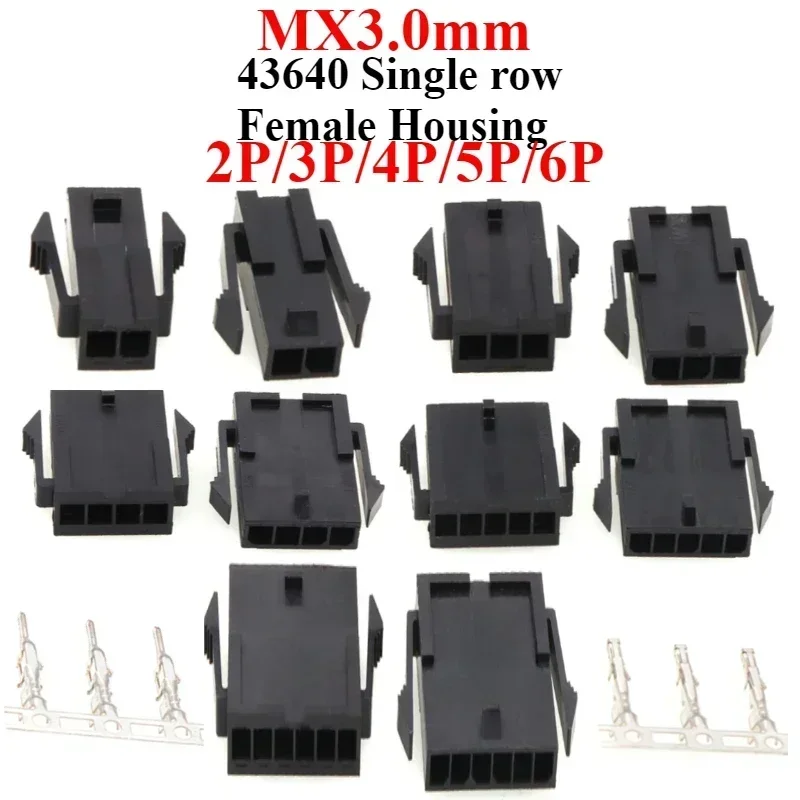 10-50 juegos 3,0mm Micro-Fit 3,0 conector receptáculo carcasa 2 pines 3 4 5 6 circuito enchufe Terminal de casa 43640 43645 MX3.0mm - imagen 3