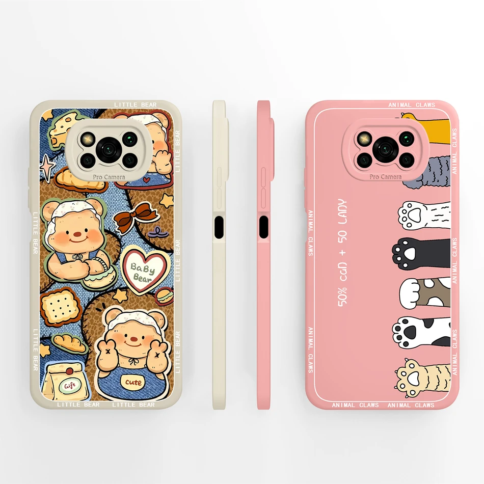 Para Poco X3 Pro/X3 GT/X3 NFC funda pintada de caramelo para Poco X 3 PocoX3 cubiertas traseras de teléfono de cobertura completa de silicona líquida suave - imagen 3