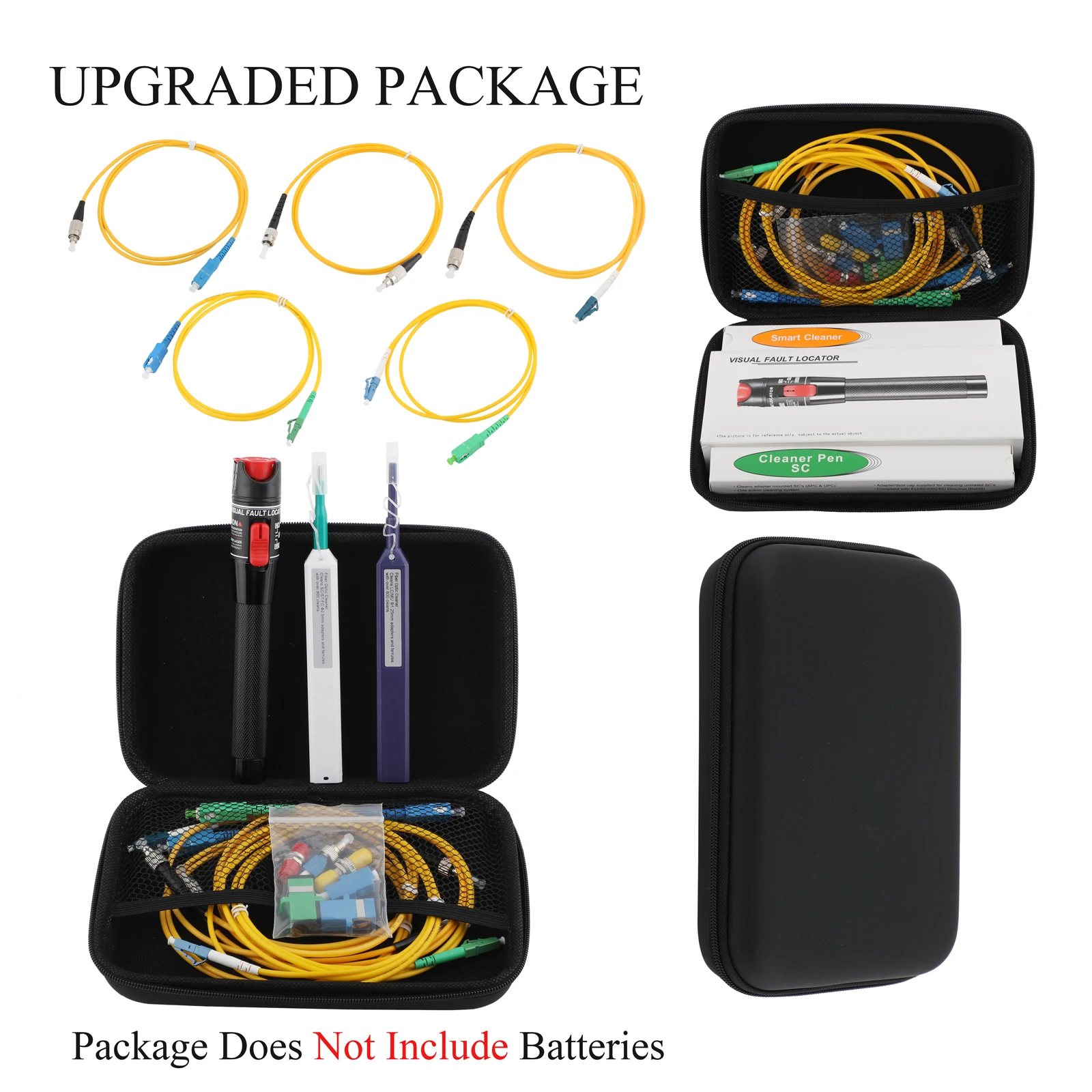 Kit de prueba de fibra óptica FTTH, 14 Uds., 2 bolígrafos de limpieza + bolígrafo probador FC macho a LC hembra, conectores APC/SC UPC/ST FC + 5 cables de conexión - imagen 4