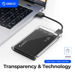 ORICO Carcasa externa transparente 2.5'' SATA USB 3.0 UASP HDD/SSD