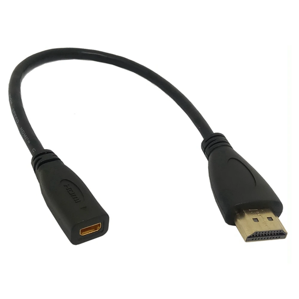 Línea corta estándar grande HDMI público a micro pequeño HDMI hembra adaptador de interfaz de línea de alta definición enchufe