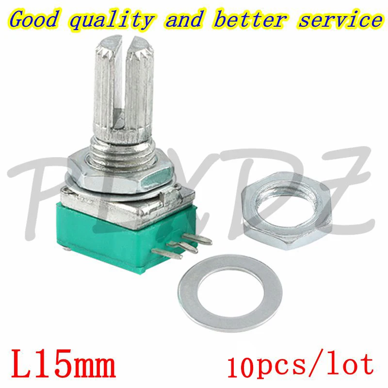 10 Uds RK097 potenciómetro de sellado de amplificador 3PIN 1K 5K 10K 20K 50K 100K 500K B1K B5K B10K B50K B100K ohm con eje de 3 pines 15mm