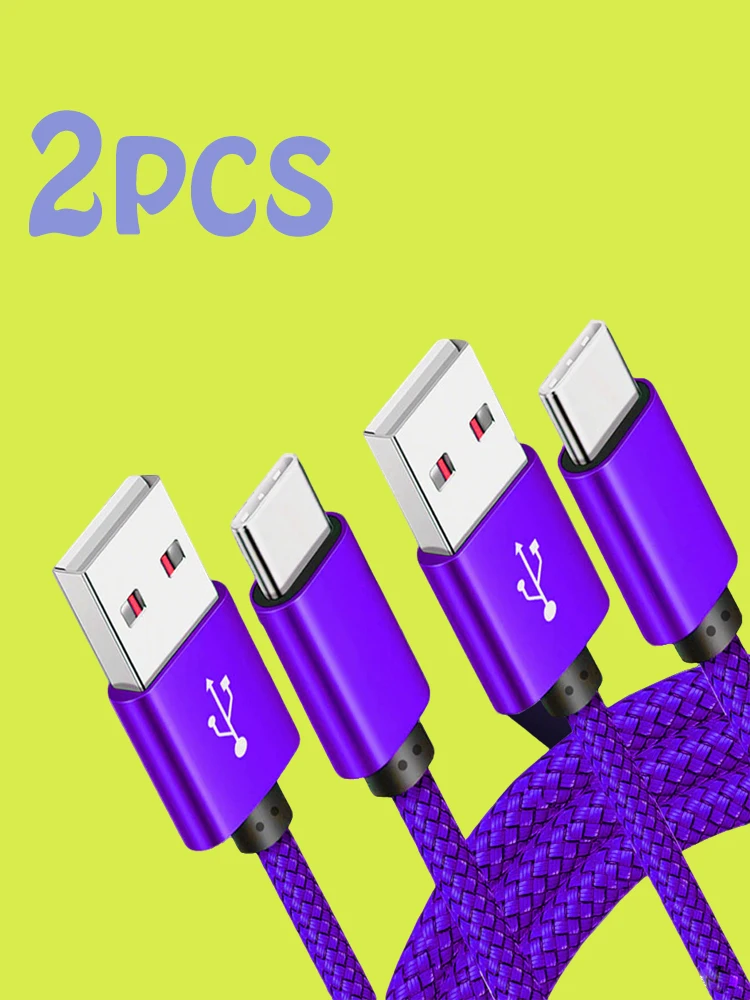 Cable de datos de nailon, cargador rápido USB A a tipo C, Cable de carga para Huawei, Samsung, teléfono Android, dispositivo de carga tipo C, 1M, 2M, 3M - imagen 2