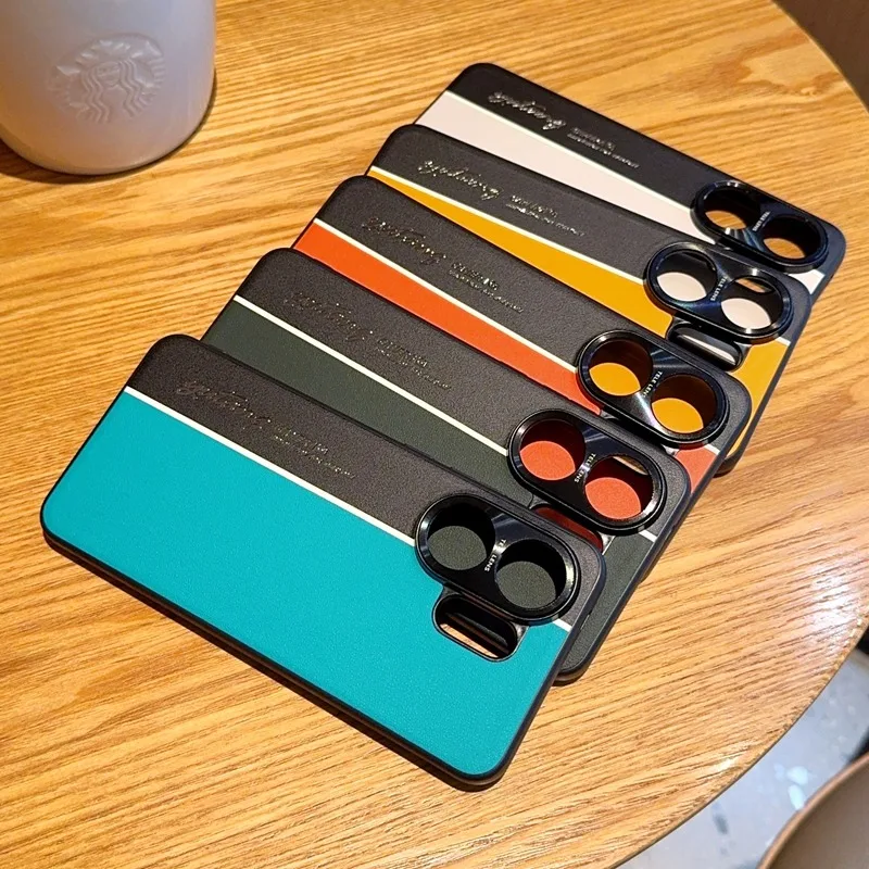 Funda para VIVO V60 X200 FE S30 Pro MINI Funda de cuero de lujo con rayas mate para VIVO V 60 VIVOV60 Funda de parachoques a prueba de golpes - imagen 5