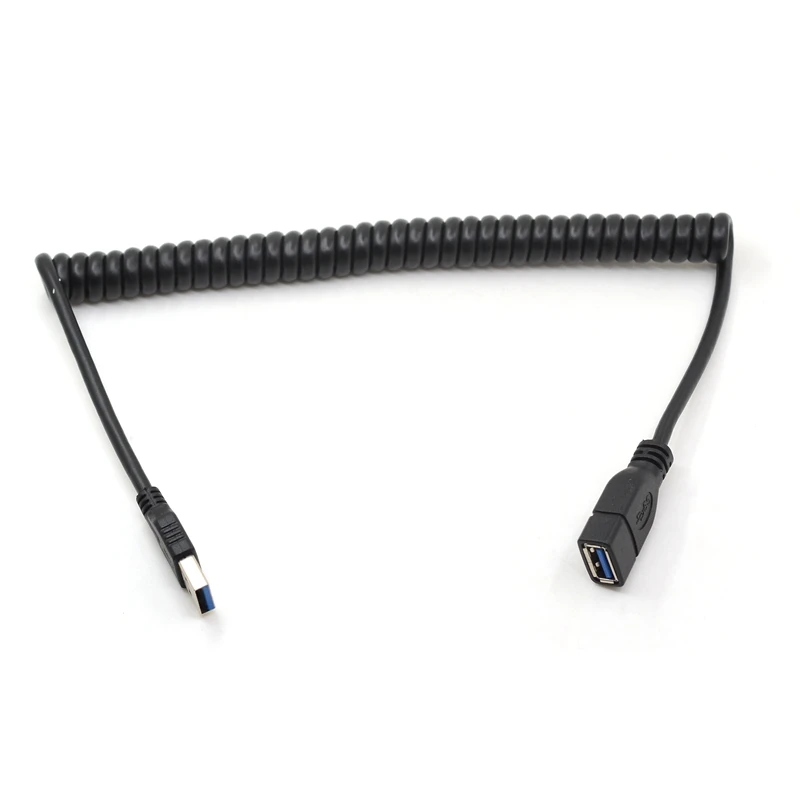 Cable de extensión en espiral USB 3,0 macho a hembra 1,5 M 5 pies Cable de datos en espiral con resorte elástico extensor USB a USB - imagen 4