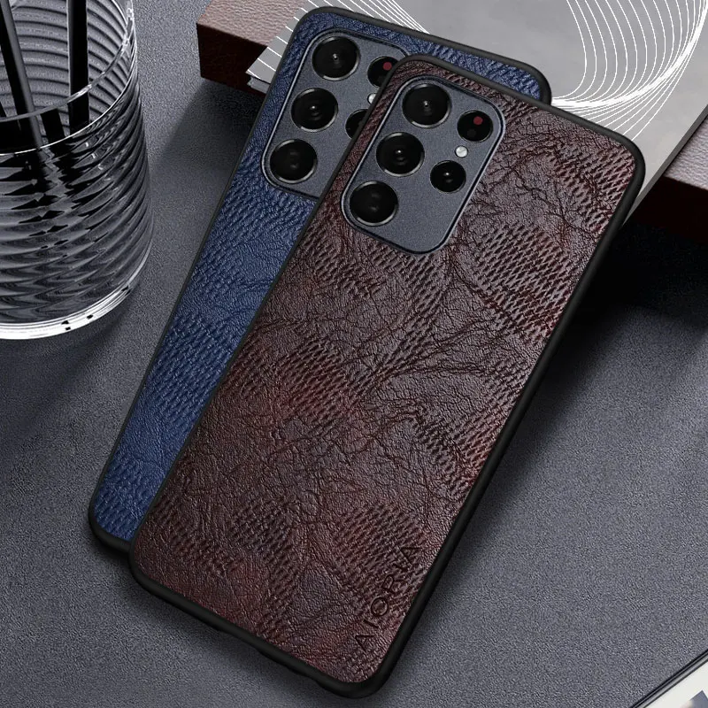 Funda trasera de cuero para Samsung Galaxy S21, S22, S23, Ultra Plus, Business wind cortex, s21, s22, s23, ultra plus