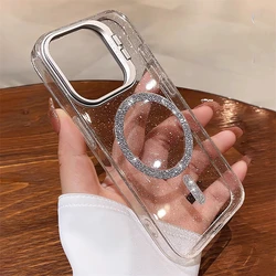 Funda MagSafe Glitter Acrílica iPhone 11-15 Pro Max Cámara magnética