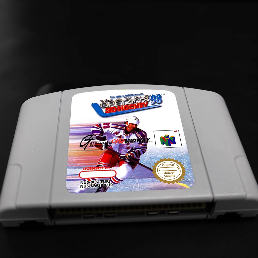 Cartucho de juego Wayne Gretzky's 3D Hockey 98 para consolas PAL EUR de 64 bits, tarjeta de juego N64
