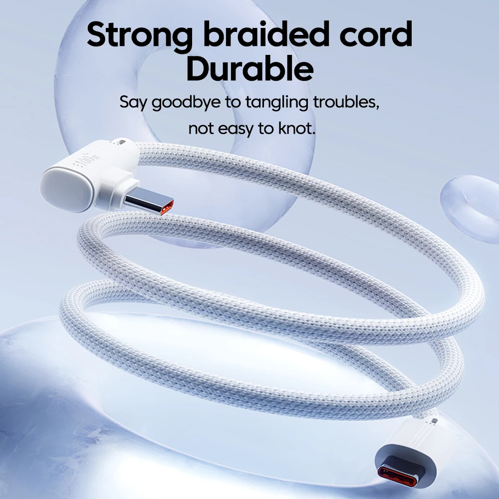 100W tipo c a tipo c codo de 90 grados carga súper rápida cargador de tejido cable de datos adecuado para Huawei Xiaomi Samsung Ipad - imagen 5