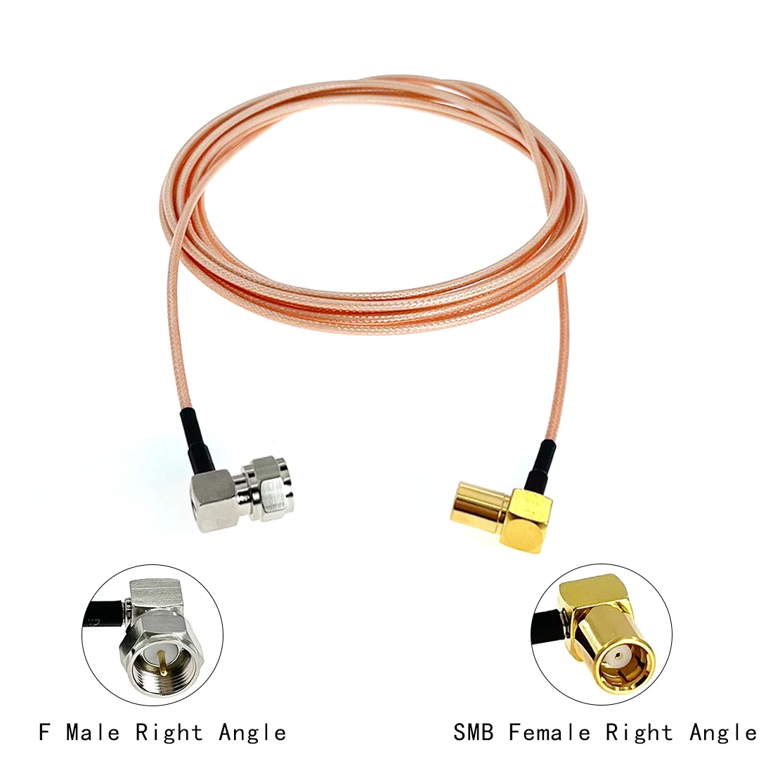 F enchufe macho ángulo recto a SMB hembra RA adaptador de Cable Pigtail de 90 grados RG179 15 cm/30 cm/50 cm/100 cm nuevo al por mayor 75Ohm - imagen 2