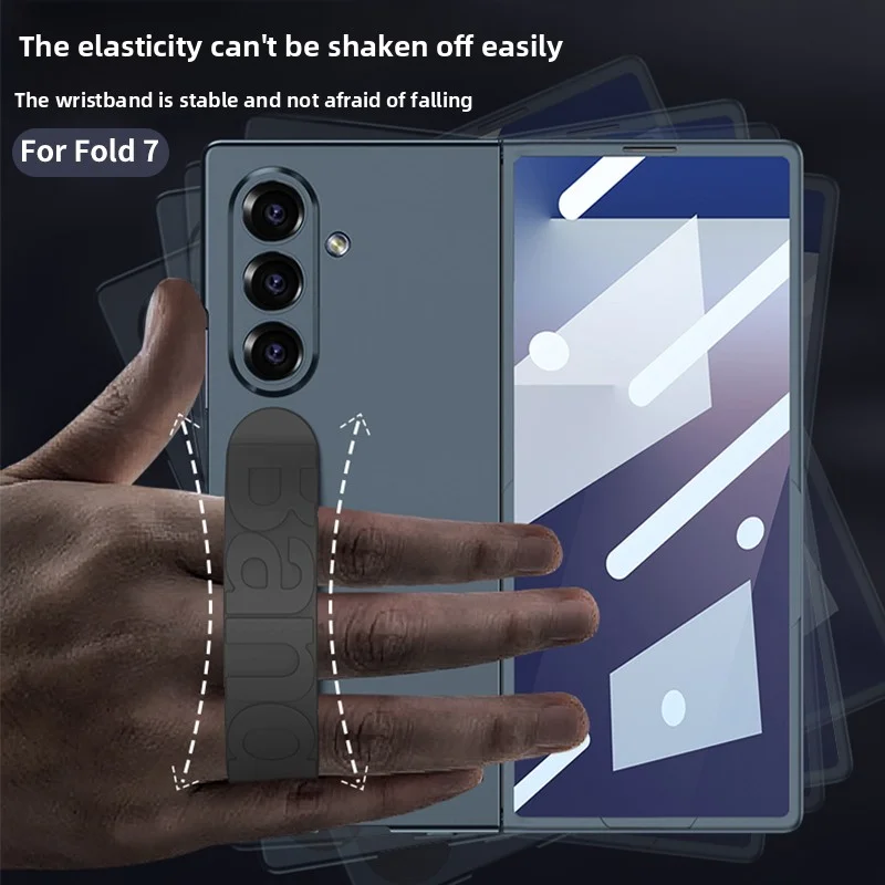 Para Samsung Galaxy Z Fold 7 funda dura con correa de silicona para muñeca funda protectora trasera para Samsung Z Fold7 carcasa de cubierta completa - imagen 2