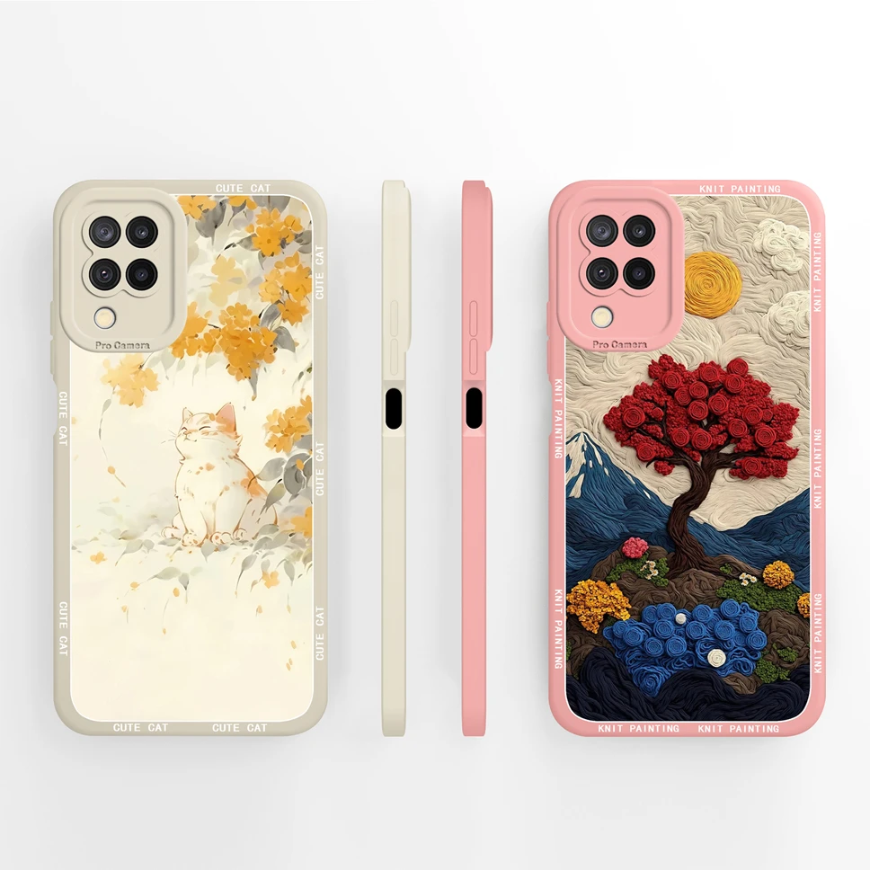 Para Samsung Galaxy A12 M12 F12 funda de teléfono flores elegantes silicona líquida antideslizante parachoques para SamsungM12 GalaxyF12 A 12 Shell - imagen 2