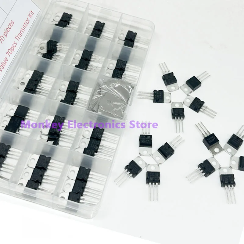 70 Uds regulador de voltaje TO-220 MOS tubos de efecto de campo transistores de potencia 14 tipos caja L7805 L7806 L7808 L7809 L7815 7812 LM317T - imagen 3