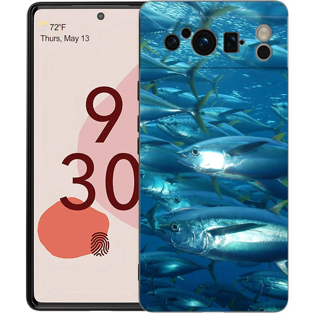 Funda de teléfono Bluefin Tuna para Google Pixel 9 8 7 6 Pro XL 8A 6A 7A 5G suave a prueba de golpes TPU cubierta negra Fundas - imagen 4
