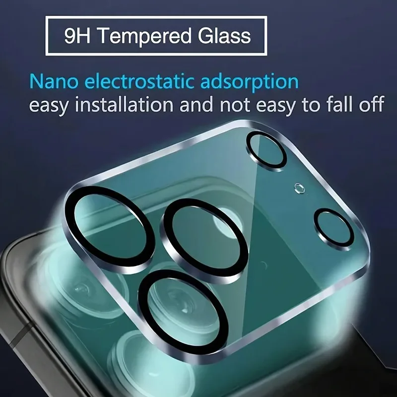 2 uds HD vidrio templado transparente con 2 uds película de lente de cámara para iphone 17 16 15 14 Pro Max 13 12 11 Pro Mini 16e Air 16 15Plus vidrio - imagen 3