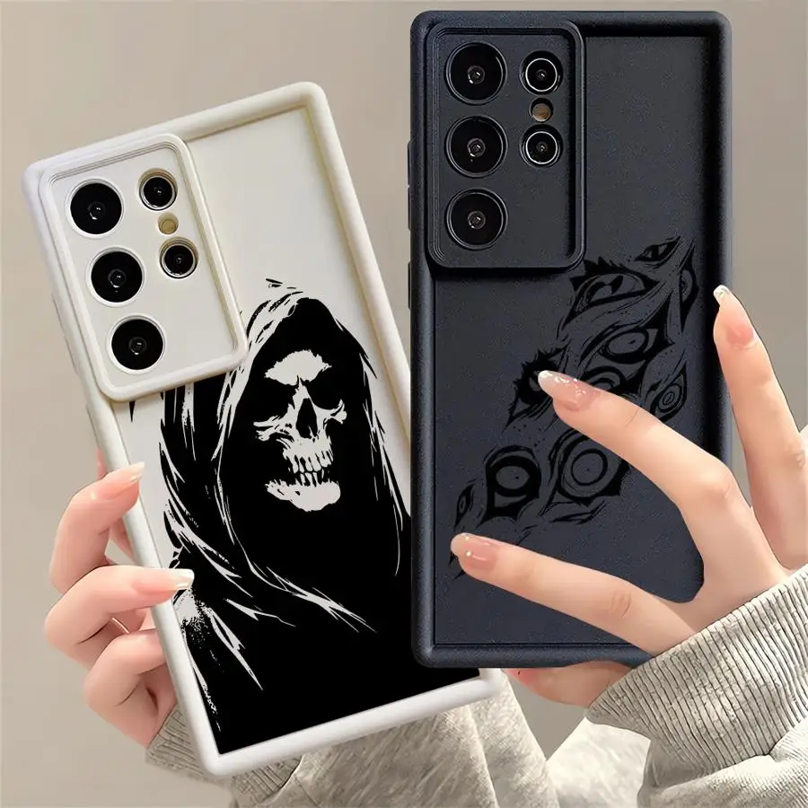 Funda de teléfono con calavera para Samsung Galaxy S24 S24 FE S25 S22 S21 S20 S25 Ultra S23 S23 Plus Note 20 TPU Ultra suave