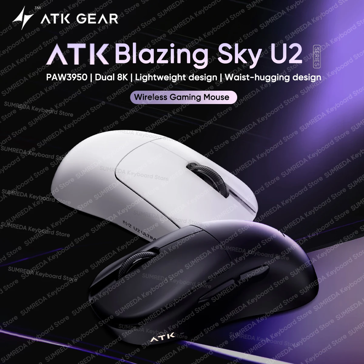 ATK U2 Mini U2 Pro Max U2 Ultra NeaLink ratón inalámbrico para juegos PAW3950 PAW3395 8K 2,4G ergonómico con cable Esports FPS ratón para juegos - imagen 2