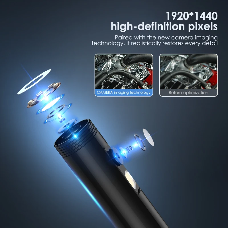 Cámara endoscópica 1920x1440 con luz LED, cámara de inspección impermeable IP67 a Micro, Cable de serpiente de 300cm/118 pulgadas, con 2 luces LED, TYPE-C - imagen 3