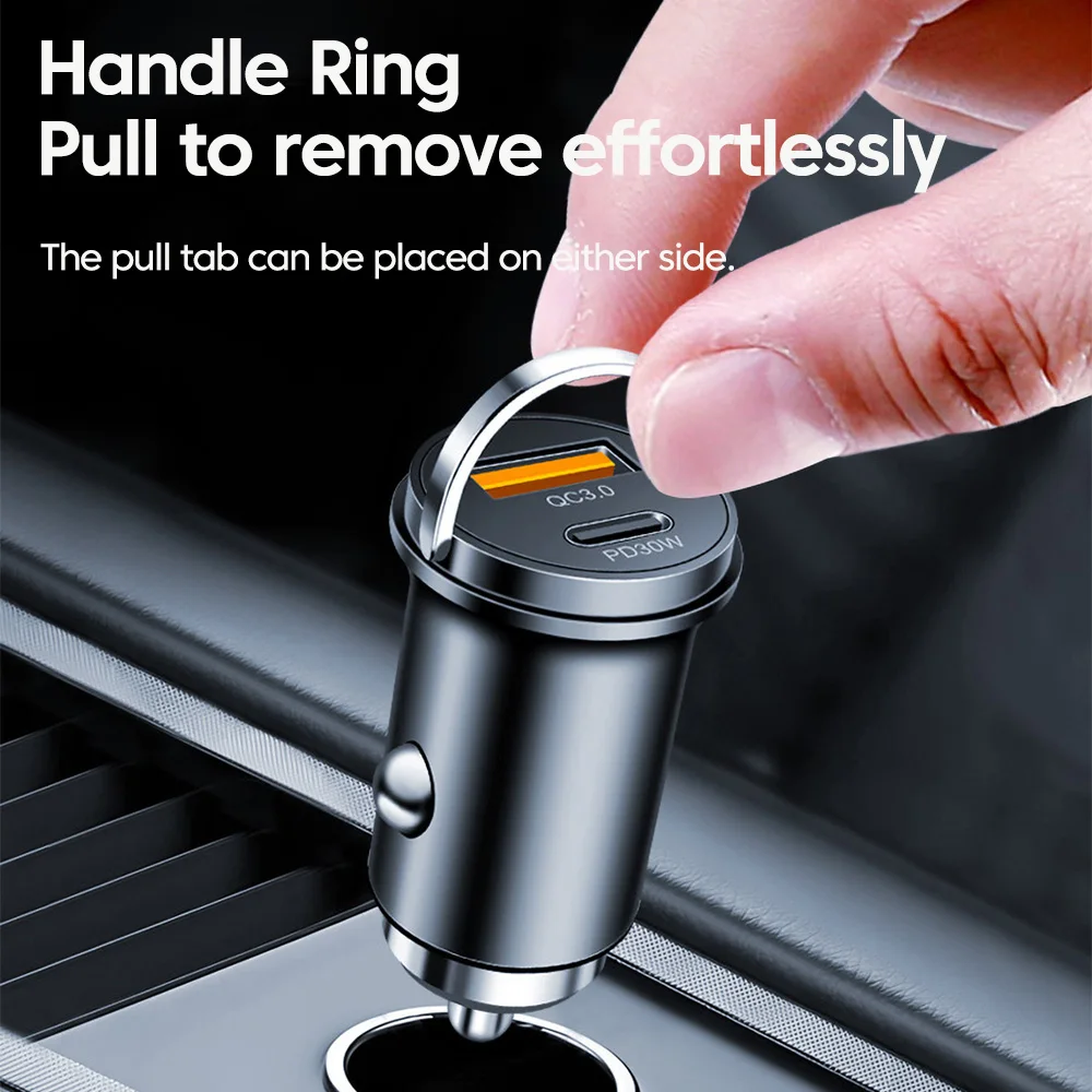 Cargador de coche PD30W QC 3,0 USB tipo C puertos duales carga súper rápida PD adaptador de cargador de teléfono de coche para iPhone Samsung Huawei Xiaomi - imagen 5