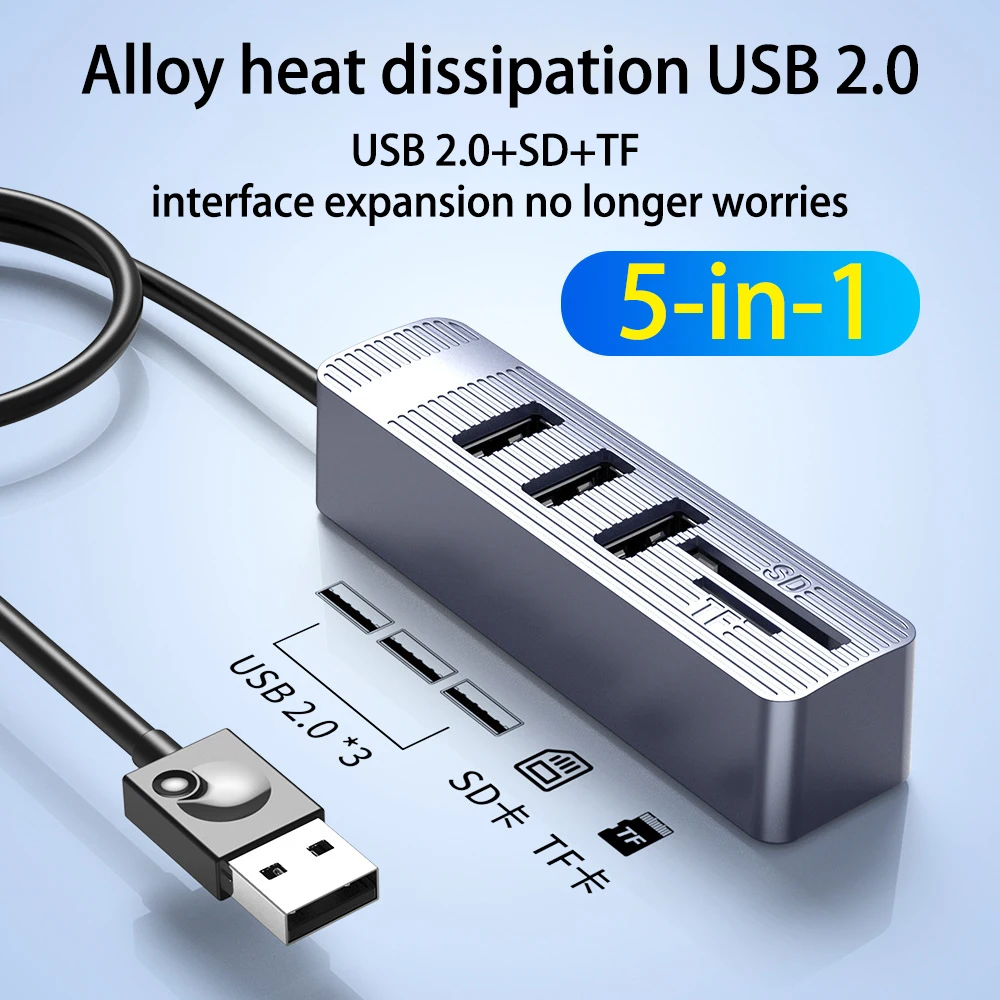 UTHAI ZX-A026 Accesorios para computadora portátil Hub USB 2.0 Lector de tarjetas COMBO multifuncional Divisor USB 2.0 con estación de acoplamiento con ranura SDTF - imagen 4