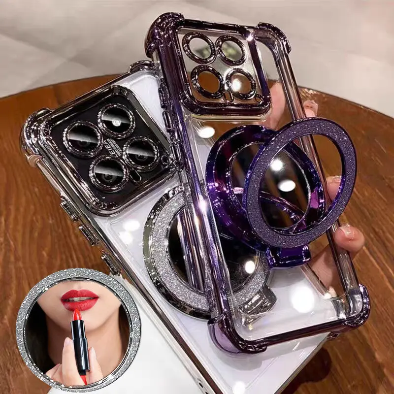 Funda con soporte de espejo chapado de lujo para Samsung Galaxy S25 Ultra S24 S22 S23 S21 Plus S23 FE S20 FE S24 FE Note 20 Ultra 5G - imagen 3