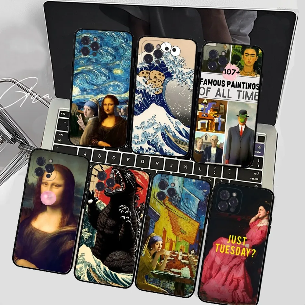 Funda de teléfono divertida de arte Mona Lisa para IPhone 15 14 11 12 13 Mini Pro XS Max, Funda 6 7 8 Plus X XR SE 2020