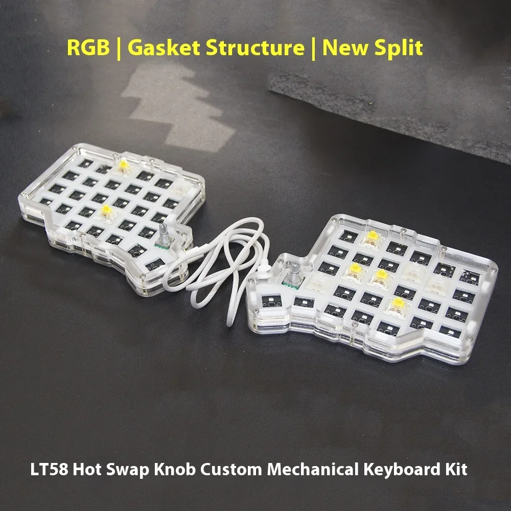 Kit de teclado mecánico dividido, 58 teclas, intercambio en caliente, PC con perilla, placa de posicionamiento personalizada, soporte de junta, VIAL, accesorios para jugadores de PC - imagen 4