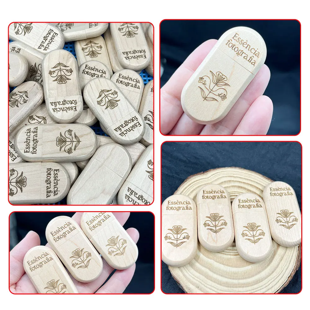 50 unids/lote unidad Flash USB 2,0 de alta velocidad Pendrive de madera 4GB 8GB 16GB 32GB 64GB 128GB memoria Stick regalo de boda (LOGO gratis) - imagen 5