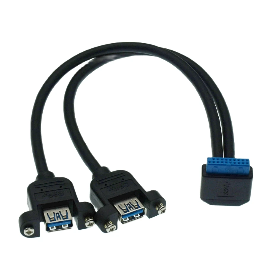 1 unidad USB 3,0 puerto único A doble montaje de tornillo hembra hacia arriba cabezal de placa base en ángulo 20 pines 90 grados Cable de ángulo izquierdo hacia arriba - imagen 4
