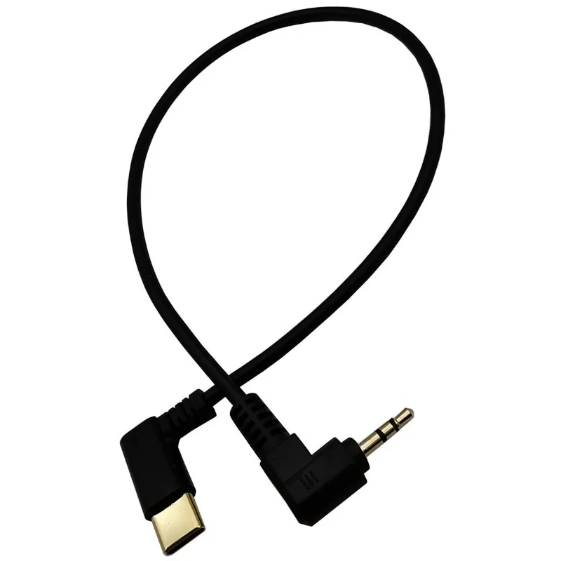 USB-C tipo c a 2,5mm/3,5mm macho cable de audio de codo chapado en oro para teléfono móvil altavoz auxiliar de coche, cable de conexión de auriculares 0,3 m