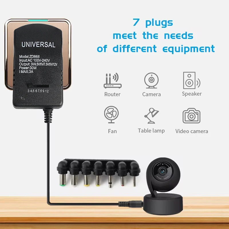 Adaptador ajustable cargador de fuente de alimentación multi voltaje CA 220V a CC 3V 4,5 V 6V 7,5 V 9V 12V UE EE. UU. Adaptador convertidor enchufe 7 30W - imagen 3